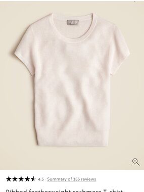 J. Crew Featherweight Cashmere Tee CG677 White